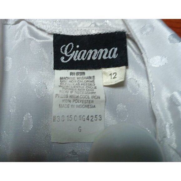 Vtg Gianna Button Up Blouse Long Sleeve White Polka Dot White with Pockets 12 - Picture 7 of 7